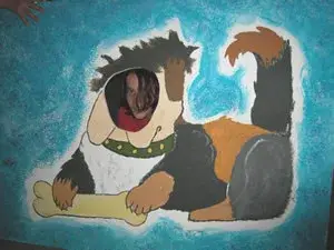 Ein Gemälde eines Hundes. – Jugend und Hund Lager 2003 in Lenzerheide