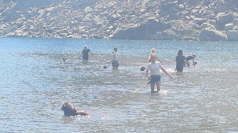 Eine Gruppe von Menschen in den Wassern des Wassers. – Jugend und Hund Lager 2022 in Segnas